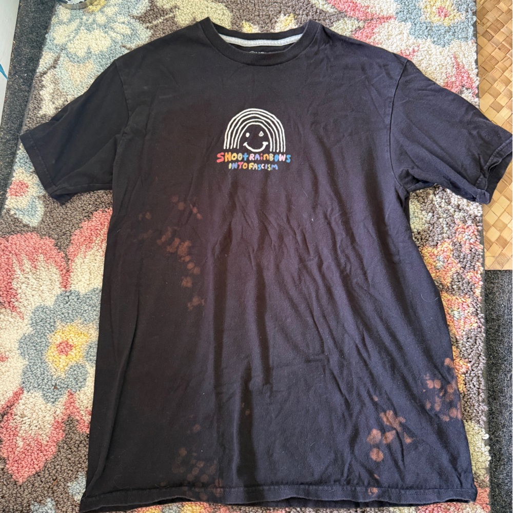Volcom Black T-Shirt with Rainbow Graphic